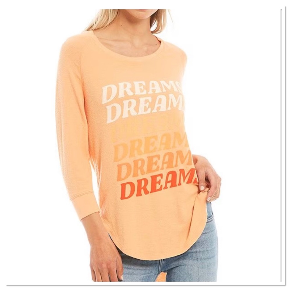 Wildfox Knit Dreams Haley Raglan 3/4 Sleeve Pullover Shirt Top